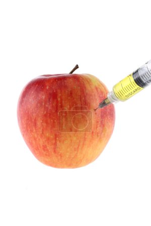 Photo for Syringe with an apple and a syringe - Royalty Free Image
