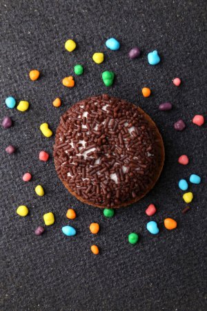 Photo for Chocolate Crinkle cookie,  Cracked chocolate biscuit - Royalty Free Image