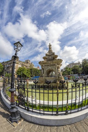 Photo for Flora Fountain and Oriental Old Buildings at blue sky - Royalty Free Image