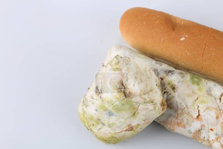 Photo for Mildew on bread. Spoiled foods that are harmful to consumption - Royalty Free Image