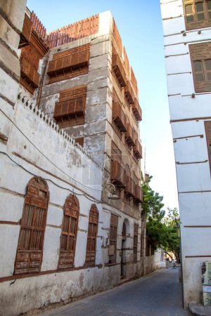 Téléchargez les photos : Vieille ville de Djeddah, Arabie Saoudite connue sous le nom de Djeddah historique. Ancien bâtiment du village historique d'Al Balad, patrimoine mondial de l'UNESCO. - en image libre de droit