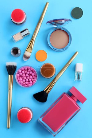Photo for Makeup products from cosmetic bag - Royalty Free Image