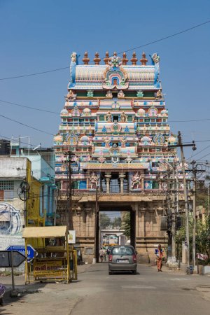 Foto de Sri Ranganatha Swamy Temple, Ranga Ranga Gopuram Tower Srirangam, un templo hindú en Trichy, Tamil Nadu, India - Imagen libre de derechos
