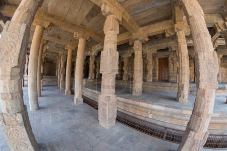 Photo for Pillared hall in Airavatesvara Temple, Darasuram, Tamil Nadu, India. One of Great Living Chola Temples - UNESCO World Heritage Site - Royalty Free Image