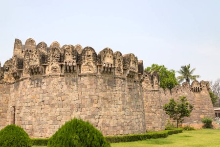Foto de Vista del histórico fuerte de Golkonda en Hyderabad, India.the ruinas del fuerte de Golconda - Imagen libre de derechos