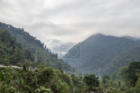 Photo for View of the high mountains near the border town of bhalukpong in western arunachal pradesh in north east India. - Royalty Free Image
