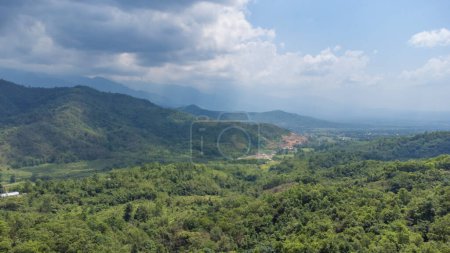 Aerial view of Beautiful landscape view and mountain of Kohima village, nagaland in India