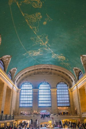 Photo for NEW YORK, USA - OCT 4, 2017: People move along the Interior of the main concourse at historic Grand Central Terminal. - Royalty Free Image