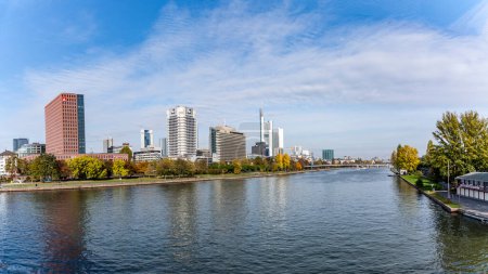Photo for Frankfurt, Germany - October 21, 2009: skyline of Frankfurt with river Main. - Royalty Free Image