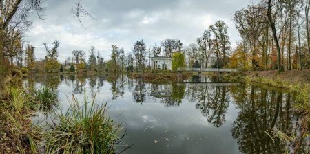 Photo for Scenic park called Collonade with pavillon in the mioddle of the lake, Bad Homburg - Royalty Free Image