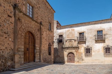 Photo for The Palacio Episcopal - Bishop Palace - in the Old Monumental Town of Caceres,  a World Heritage Site - Royalty Free Image