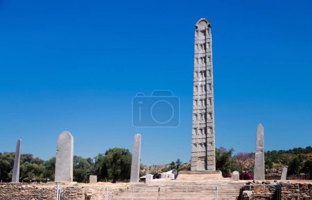 Photo for The obelisk in Axum, Ethiopia under clear blue sky - Royalty Free Image