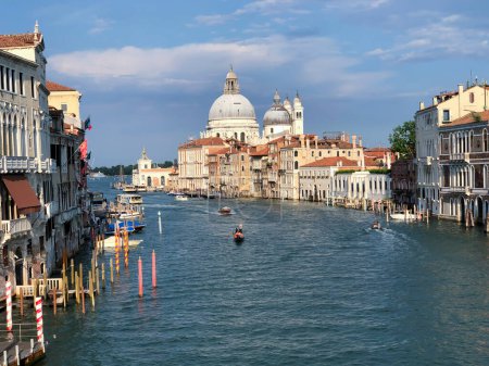 Photo for Venice, Italy - July 1, 2021: view to canale grande from bridge Academia in afternoon sun in Venice, Italy. - Royalty Free Image