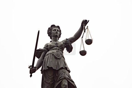 lady justice in Frankfurt with sword and wage as symbol for Law, Justice and order