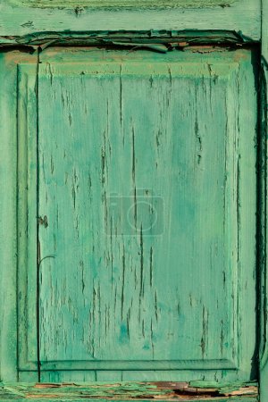 Photo for Background of old green wooden shutter in rural style in Lanzarote, Canary islands, Spain - Royalty Free Image