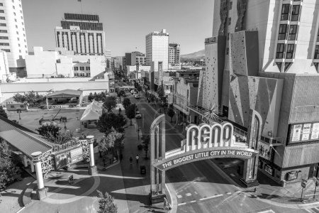 Photo for Reno, USA - June 17, 2012: The Reno Arch  in Reno, Nevada. The original arch was built in 1926 to commemorate the completion of the Lincoln and Victory Highways. - Royalty Free Image