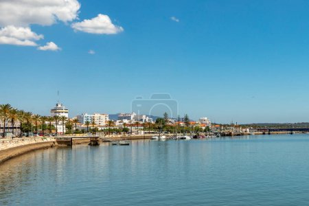 Photo for Portimao, Portugal - June 6, 2020: view to empty promenade of Portimao at the Algarve area. - Royalty Free Image