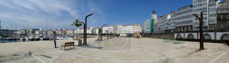 Photo for La Coruna, Spain - September 2, 2021: view to harbor area with private sailing boats at the pier in La Coruna, Spain. - Royalty Free Image