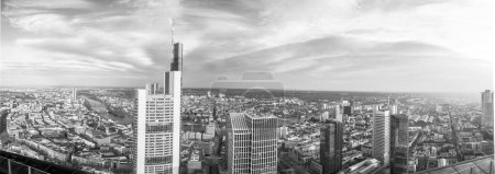 Photo for FRANKFURT, GERMANY - MAY 2, 2015:  Summer panorama of the financial district in Frankfurt, Germany. Frankfurt is the Finance Center of Germany and the seat of all German important Banks. - Royalty Free Image