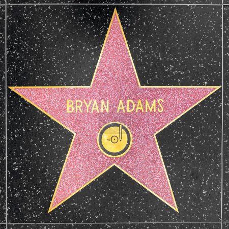 Foto de Los Ángeles, Estados Unidos - 5 de marzo de 2019: Primer plano de Star en el Paseo de la Fama de Hollywood para Brian Adams. - Imagen libre de derechos
