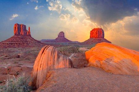 Photo for View to monument valley famous Mitten buttes in early morning - Royalty Free Image