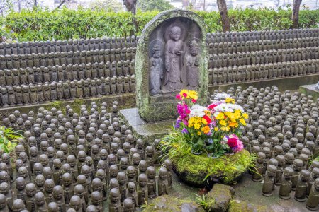 Photo for View of hundreds of small statues of the Jizo Bodhisattva at Hase Temple in Kamakura, Japan - Royalty Free Image
