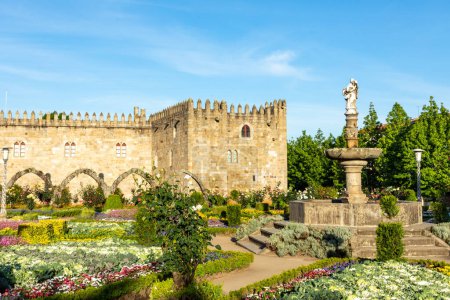 Photo for Beautiful Garden of Santa Barbara and Archbishop Palace of Braga in the centre of Braga city, Portugal - Royalty Free Image