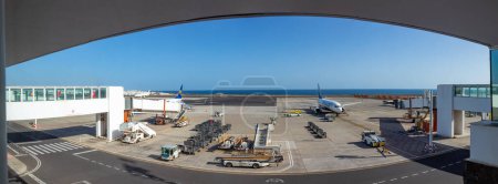 Photo for Lanzarote, Spain - February 5, 2023: airport Cesar manrique in Arrecife, Lanzarote, Spain with new terminal building. - Royalty Free Image