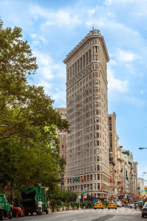 Photo for New York, USA - July 11, 2010: view to Flatiron building in New York. - Royalty Free Image