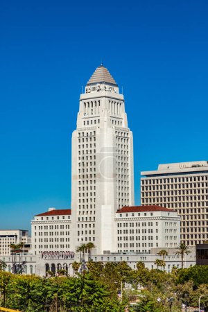 Photo for Los Angeles historic city hall under blue sky, USA - Royalty Free Image