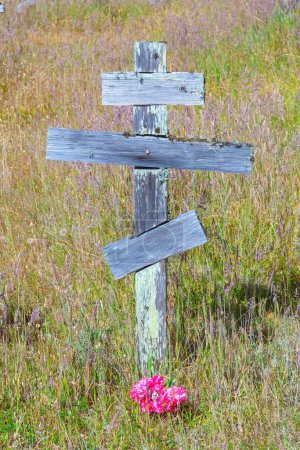 Photo for Old wooden crosses at the historic orthodox cemetery of Fort Ross - Royalty Free Image