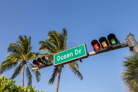 Photo for Street sign of famous street Ocean Drive in Miami South Beach - Royalty Free Image