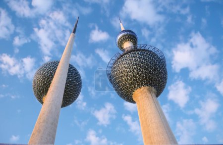 Photo for KUWAIT CITY, KUWAIT - JULY 1:  Kuwait Towers were officially inaugurated on February 26, 1977 and are rated as a landmark and symbol of modern Kuwait on July 1, 1983 in Kuwait City, Kuwait. - Royalty Free Image