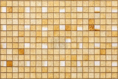 Photo for Old vintage yellow tile wall in mosaic pattern - Royalty Free Image