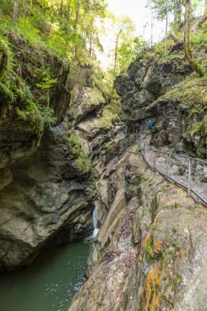 Photo for Sonthofen, Germany - September 17, 2023: The Starzlachklamm, a beautiful gorge at the foot of the Grunten near Sonfhofen, Immenstadt im Allgau - Royalty Free Image