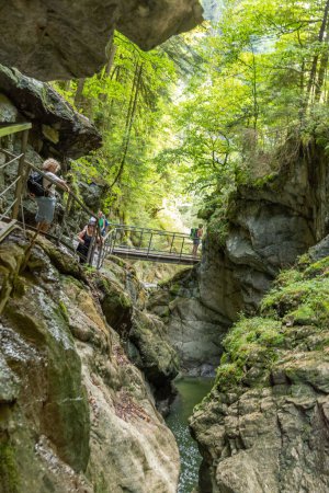 Photo for Sonthofen, Germany - September 17, 2023: The Starzlachklamm, a beautiful gorge at the foot of the Grunten near Sonfhofen, Immenstadt im Allgau - Royalty Free Image