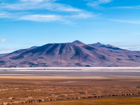 Foto de Laguna colorada en Bolivia bajo el cielo azul - Imagen libre de derechos