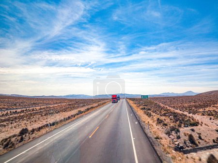 Photo for Main road in direction Cusco near Arequipa at Altiplano region, Peru - Royalty Free Image
