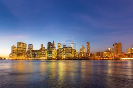 Photo for Manhattan waterfront at night, New York City, USA - Royalty Free Image