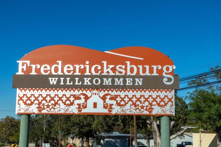 Photo for Fredericksburg, USA - November 1, 2023: welcome sign in Fredericksburg with german text willkommen for welcome. - Royalty Free Image