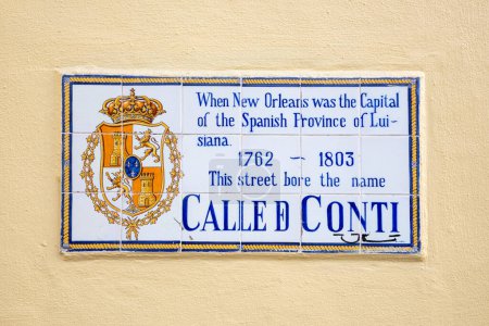 Photo for Old street name Calle de Conti on tiles in the French quarter in New Orleans, Louisiana, USA - Royalty Free Image