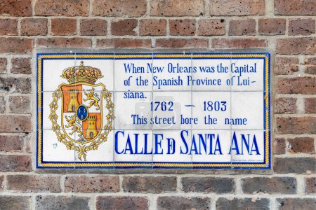 Photo for Old street name Calle de Santa Ana on tiles in the French quarter in New Orleans, Louisiana, USA - Royalty Free Image