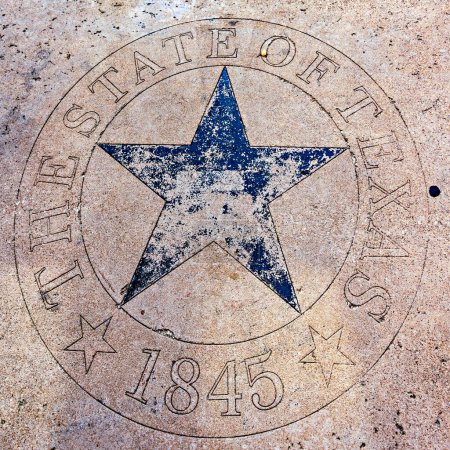 Foto de Austin, Texas - 3 de noviembre de 2023: estrella del estado de Texas en el paseo de estrellas en trinity street en Austin Texas. - Imagen libre de derechos