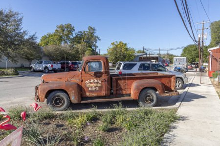 Photo for Blanco, Texas - November 2, 2023: old rusty collectors car at the street in Blanco, Texas. - Royalty Free Image