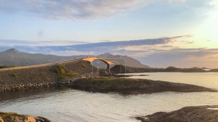 Photo for Storseisundet bridge, the main attraction of the Atlantic road. Norway. The county of More og Romsdal and the James Bond bridge. - Royalty Free Image