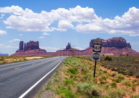 Photo for Scenic road to monument valley with street sign - Royalty Free Image