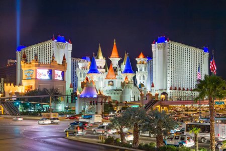 Photo for Las Vegas, USA - July 17, 2008: view by night to hotel and casino Excalibur at the Strip in Las Vegas. - Royalty Free Image