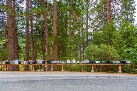 Photo for Letterboxes of a small village in the Sequoia National Forest, USA - Royalty Free Image