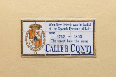Historische Straßennamen für die Calle de Conti im französischen Viertel in New Orleans, USA