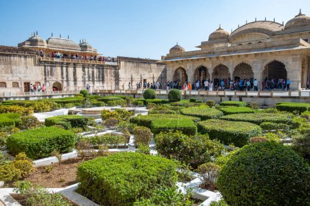 Photo for Jaipur, India - February 19, 2024: Amer Fort outside Jaipur in Rajasthan is one of the major tourist attractions in India, Jaipur, India. - Royalty Free Image